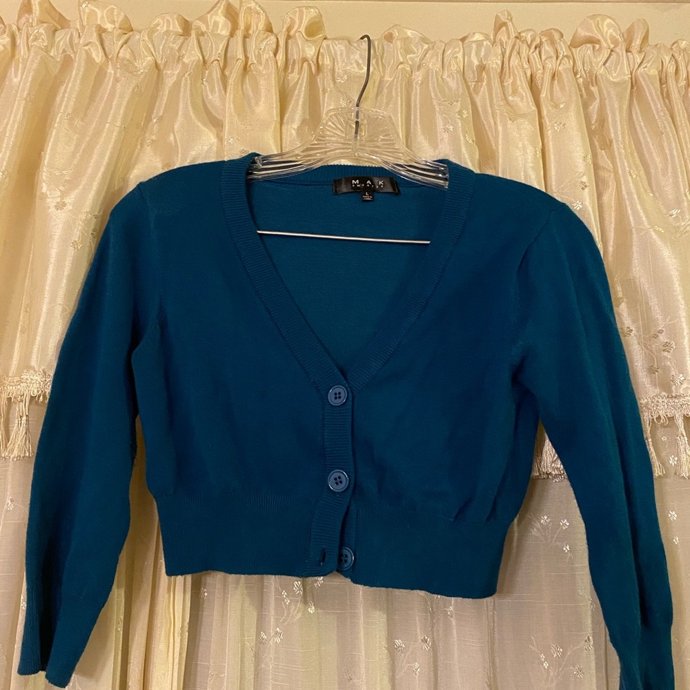 MAK cropped cardigan, teal